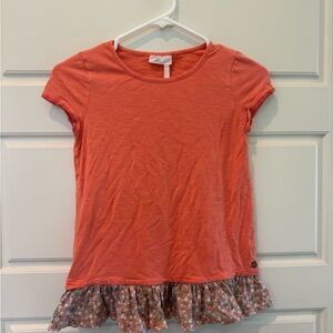 Matilda Jane Orange and Pink Short Sleeve Tee with Ruffle Hem